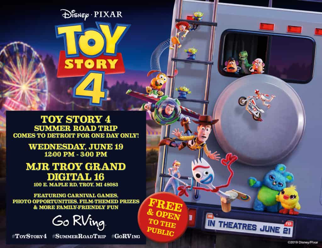 Toy Story 4 RV Detroit Information