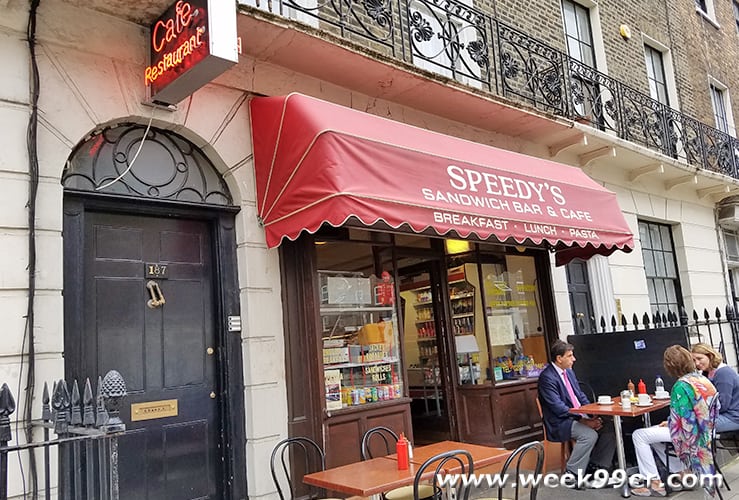 Where is Speedy's Cafe from Sherlock?